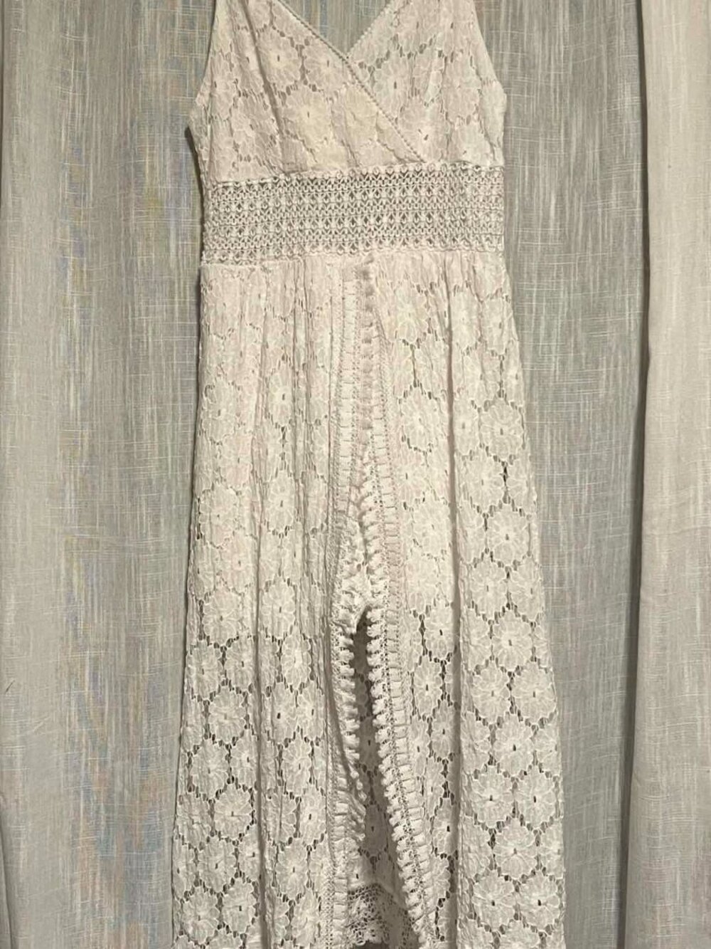 Cupshe Thin Strap Ruching Smocking Lace Jumpsuit White Size M - Picture 4 of 16